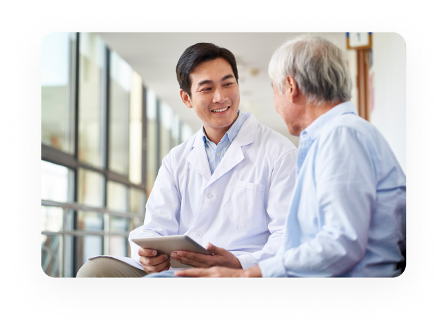 Physician and patient in a face-to-face conversation 