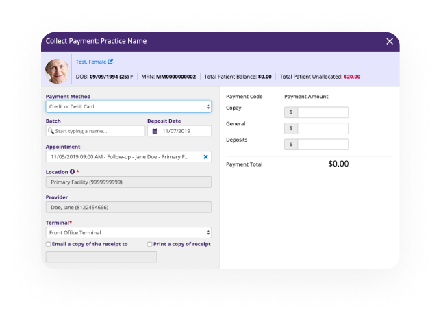 Screen capture of a billing page