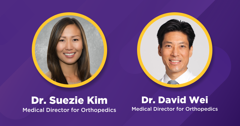 Headshots of Dr. Suezie Kim and Dr. David Wei