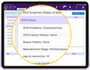 An image showing the patient’s GYN History An image showing the patient’s GYN History