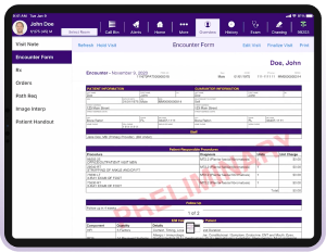 Screenshot from electronic health record showing sample form