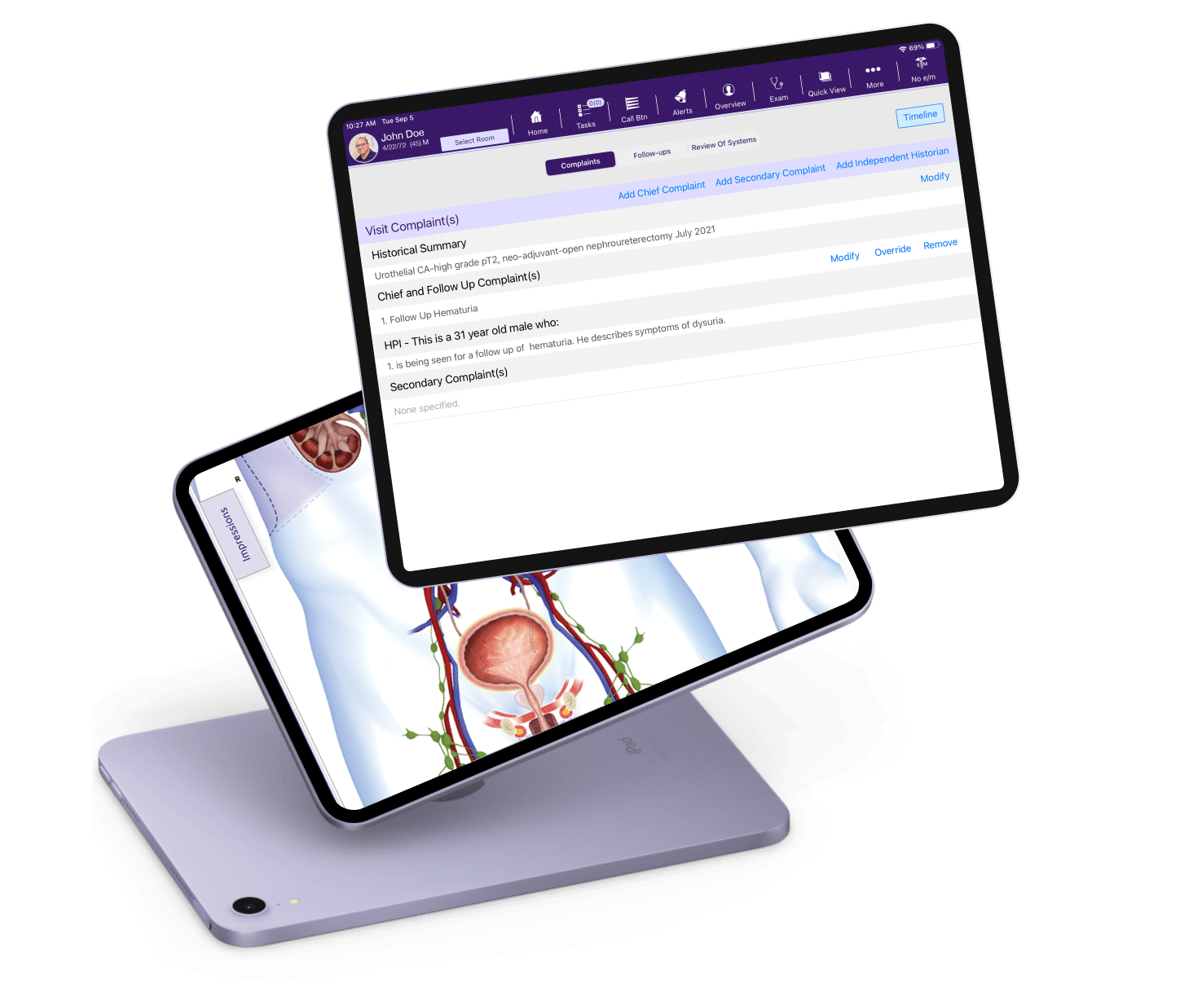 An image showing how our urology EHR suggests your most-used diagnoses and treatment plans, helping to save time.