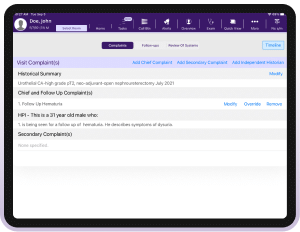 An image showing that you can bring patient history forward from previous visits.