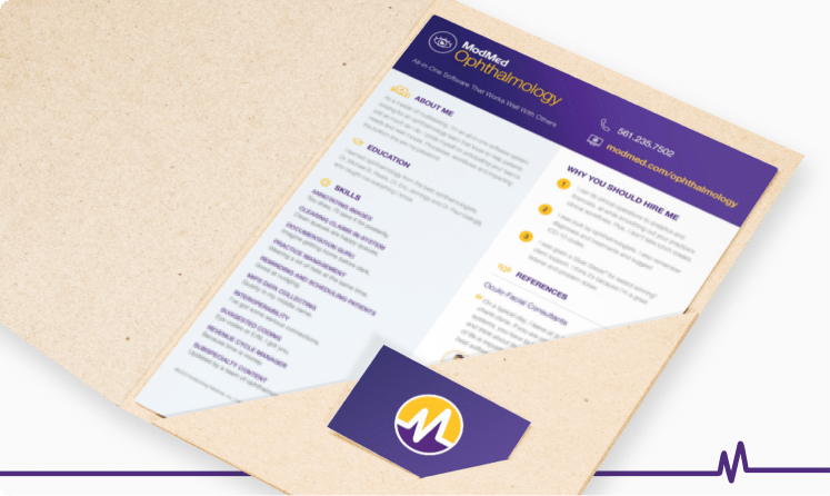 ModMed Ophthalmology Resume A resume detailing what ModMed’s all-in-one EHR and Practice Management solution can do for your Ophthalmology practice.
