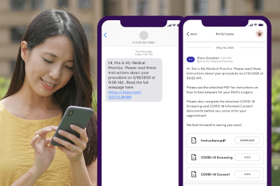 Woman reading phone text messages Woman reading phone text messages