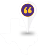 Map of Texas with pin.
