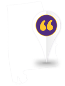 Map of Alabama with pin