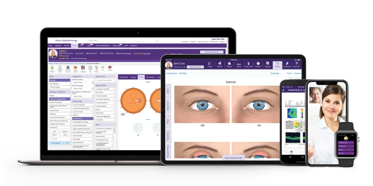 Photo the the ModMed Ophthalmology suite of products