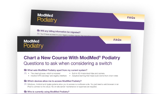 two pages of a mod med podiatry handout