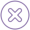 Un icono que representa un círculo con una X en su interior, que indica las solicitudes denegadas.