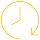 Un icono de un reloj que refleja el paso del tiempo mientras se traza un gráfico.