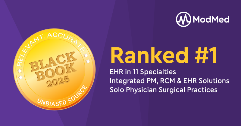 ModMed Once Again Ranks #1 in All of its Specialty-Specific EHRs in the 2025 Black Book Survey