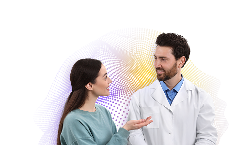 Doctor and patient converse side by side