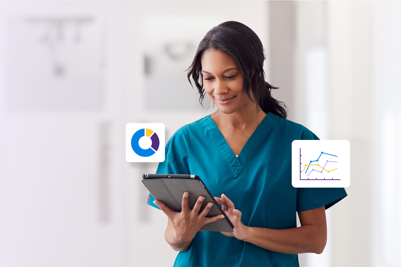 Physician using iPad with EHR software to access patient records and improve efficiency