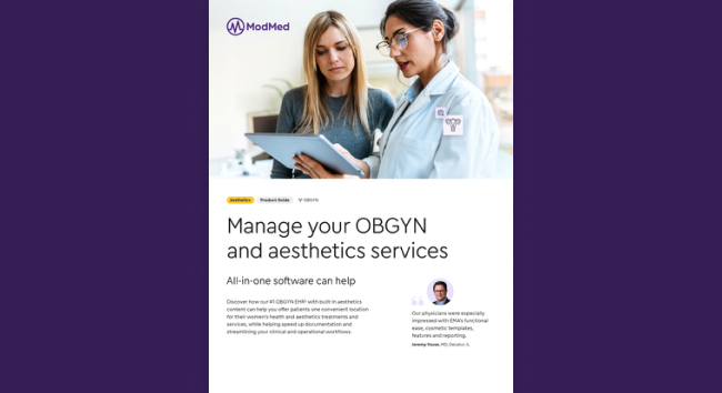 An image of a sell sheet with OBGYN and aesthetics content.