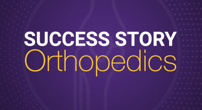 A blog post graphic for an orthopedic success story detailing how ModMed's EHR helps physicians save time and improve efficiency.