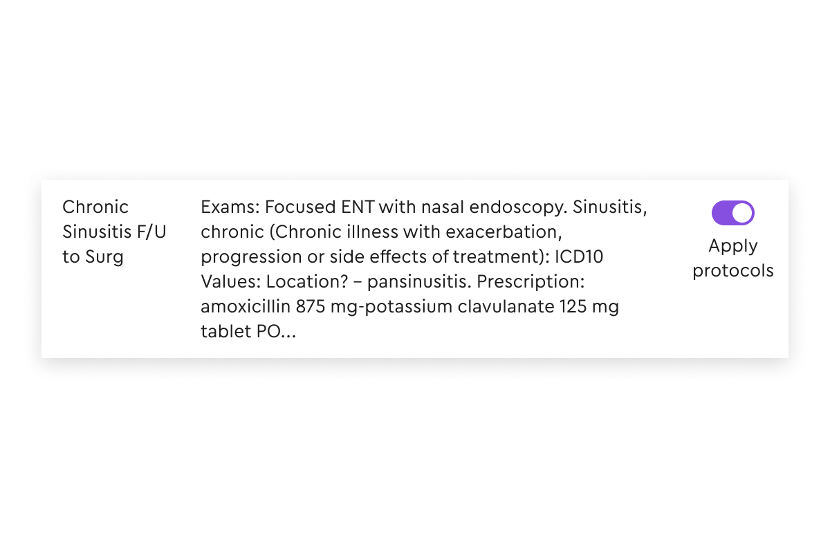 EHR product screengrab showing customizable master visits for documentation workflows