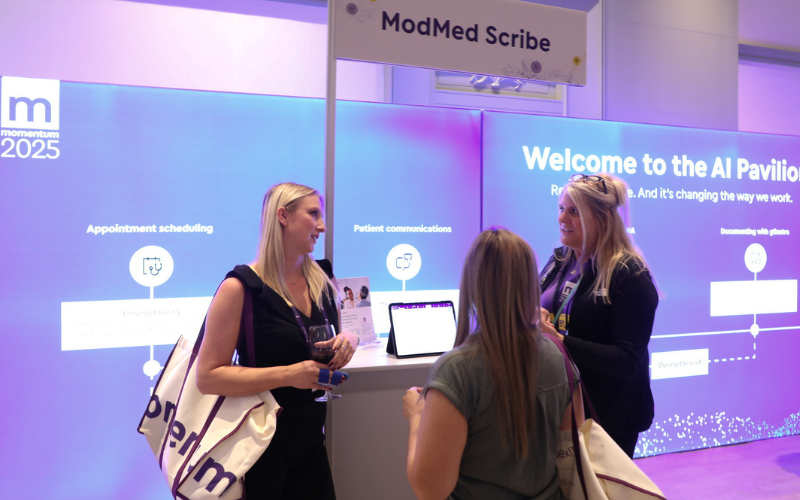 Attendees gather at our AI Pavilion at MOMENTUM.