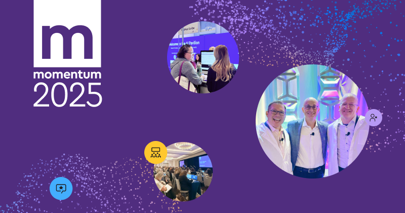 A purple banner with the MOMENTUM logo and highlights from the event.