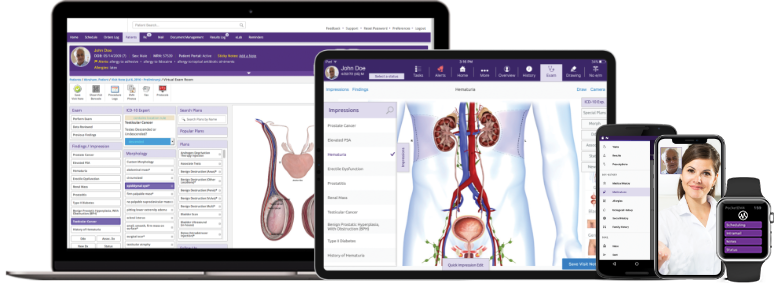 The ModMed Urology suite, which includes solutions for your desktop, mobile phone and Apple Watch.