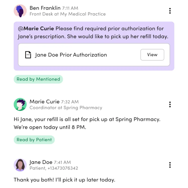 Klara team collaboration messages