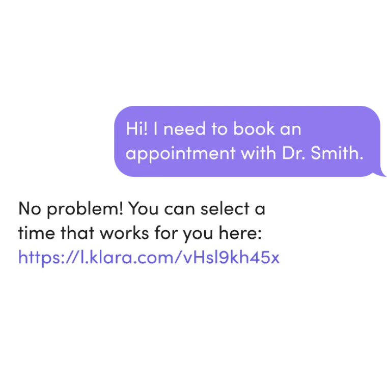 Klara patient communication chat bubbles