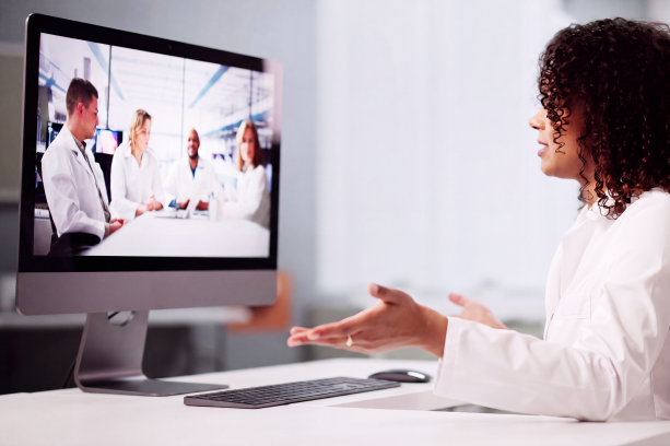 doctor on a virtual meeting